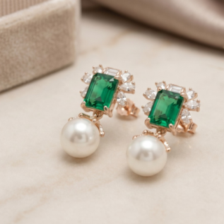 Emerald Pearl Earrings